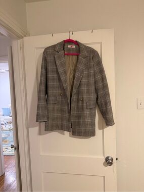 Buddy Love Gray Plaid Blazer Jacket